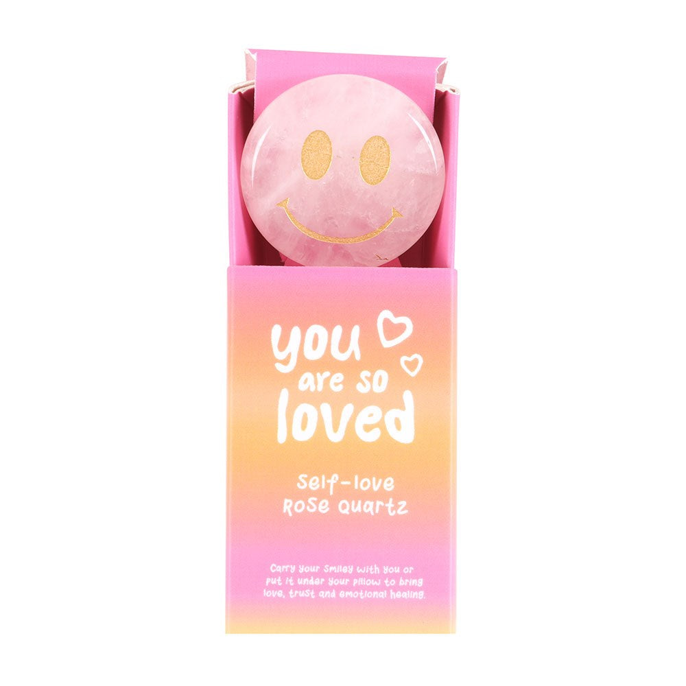 'You are so Loved' Rose Quartz Happy Face Crystal image 0