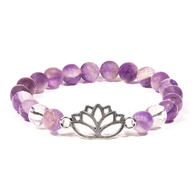 Amethyst Bracelet with Lotus Design image 0