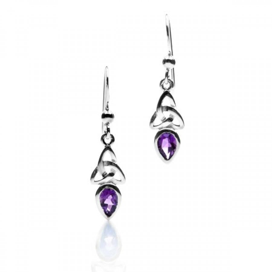 Amethyst Sterling Silver Celtic Birthstone Earrings image 0