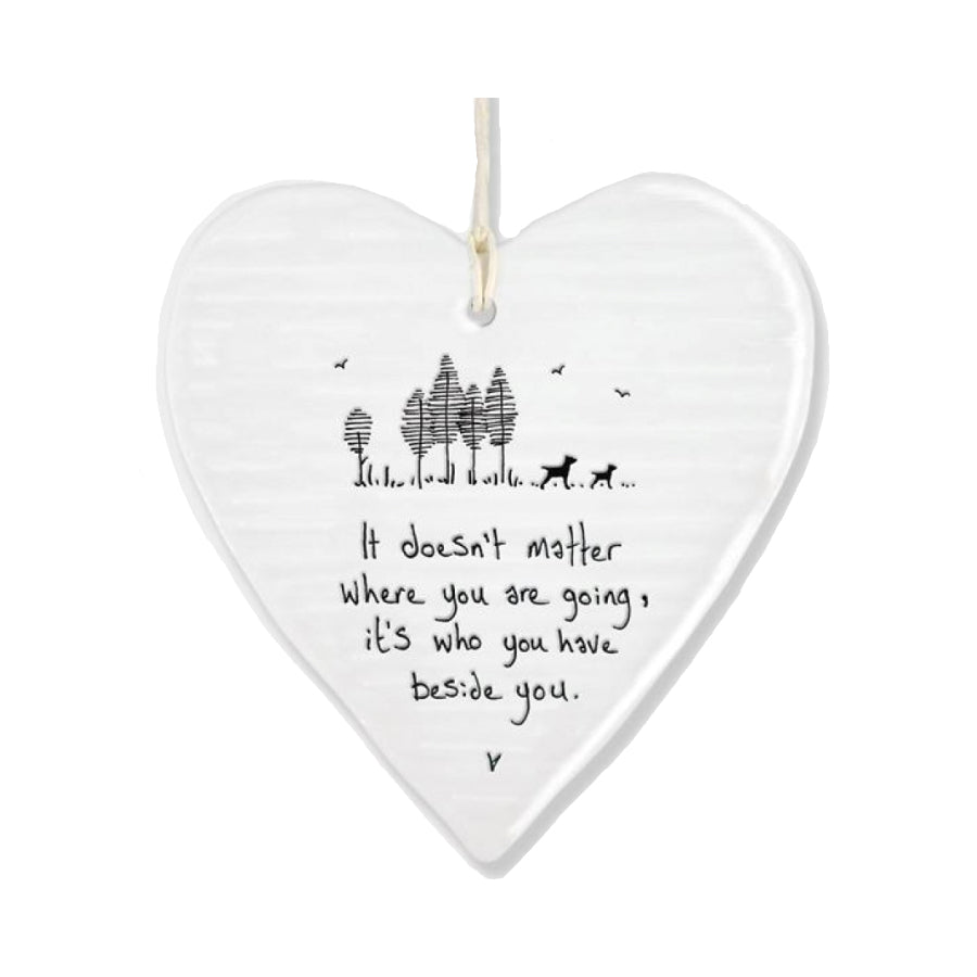 ‘It Doesn’t Matter Where You…’ Porcelain Hanging Heart image 0