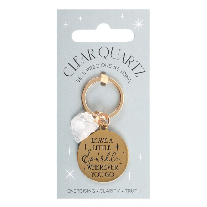 'Leave a Little Sparkle Wherever You Go' Clear Quartz Keyring image 0