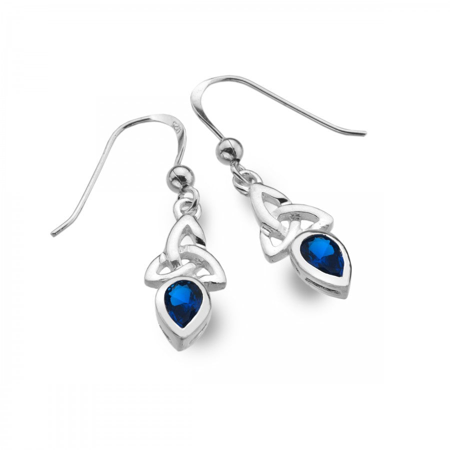 Sapphire Sterling Silver Celtic Earrings image 0