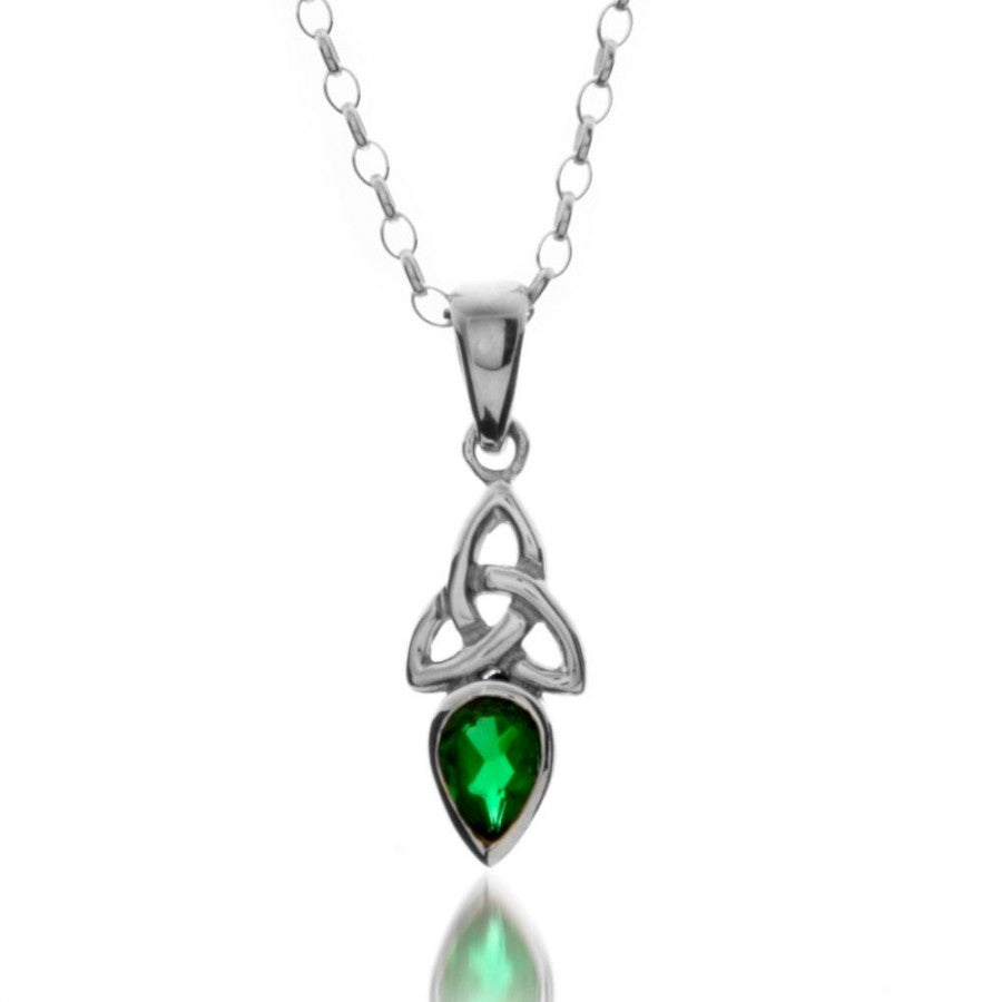 Emerald Silver Celtic Knot Necklace image 0