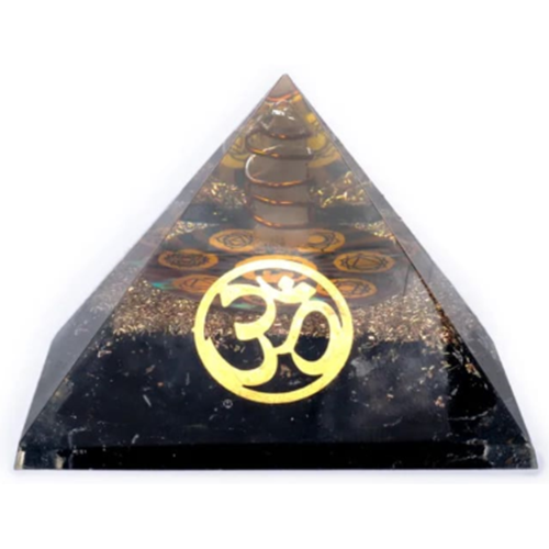 Black Tourmaline Om Orgonite Pyramid image 0