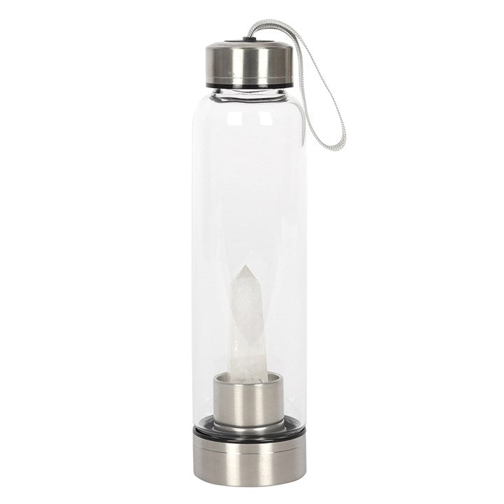 Clear Quartz Energising Glass Water Bottle image 0