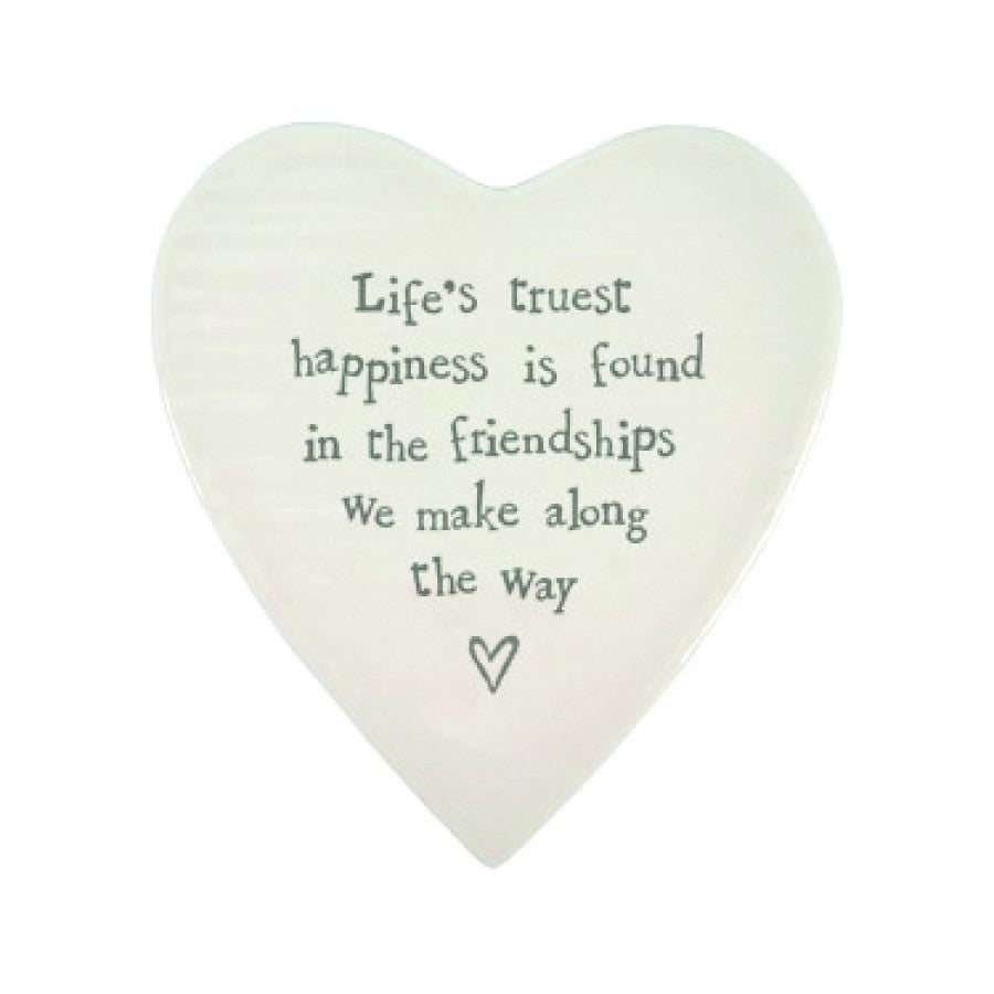 'Life's Truest Happiness..' Porcelain Heart Coaster image 0
