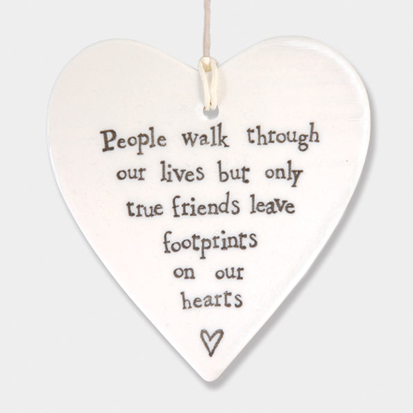 'People Walk Through...' Porcelain Hanging Heart image 0