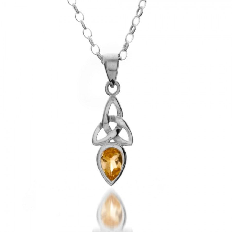 Citrine Sterling Silver Celtic Knot Necklace image 0