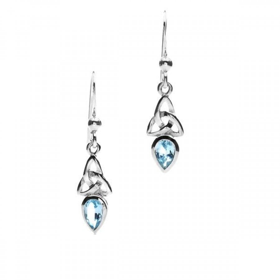 Aquamarine Sterling Silver Celtic Earrings image 0