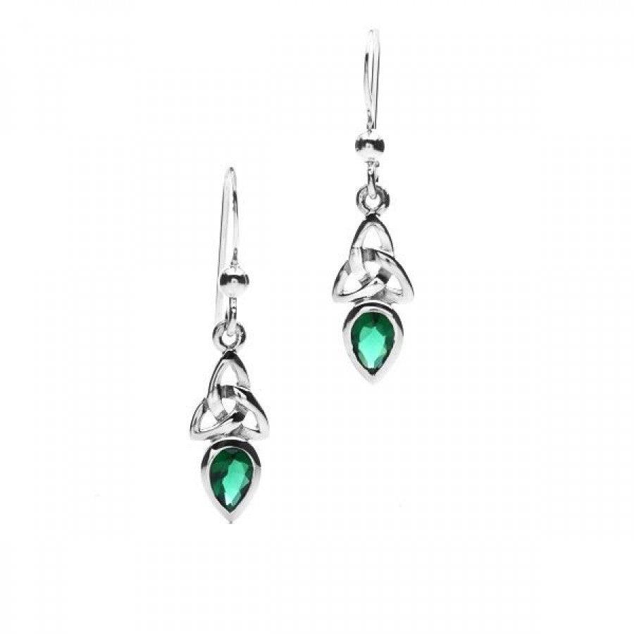 Emerald Sterling Silver Celtic Earrings image 0