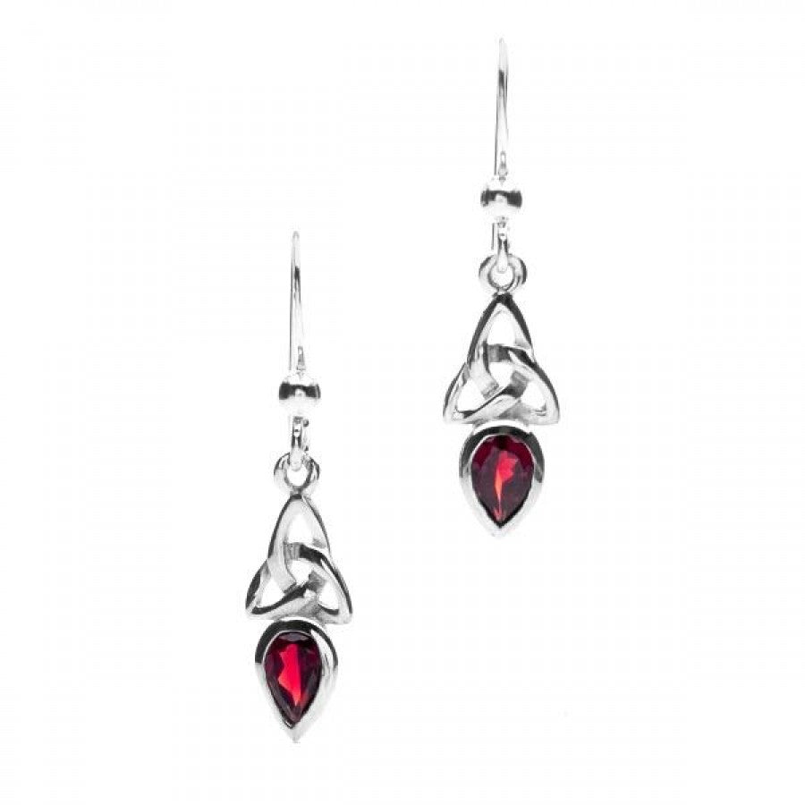 Garnet Sterling Silver Celtic Birthstone Earrings image 0