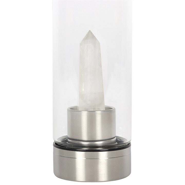 Clear Quartz Energising Glass Water Bottle image 1
