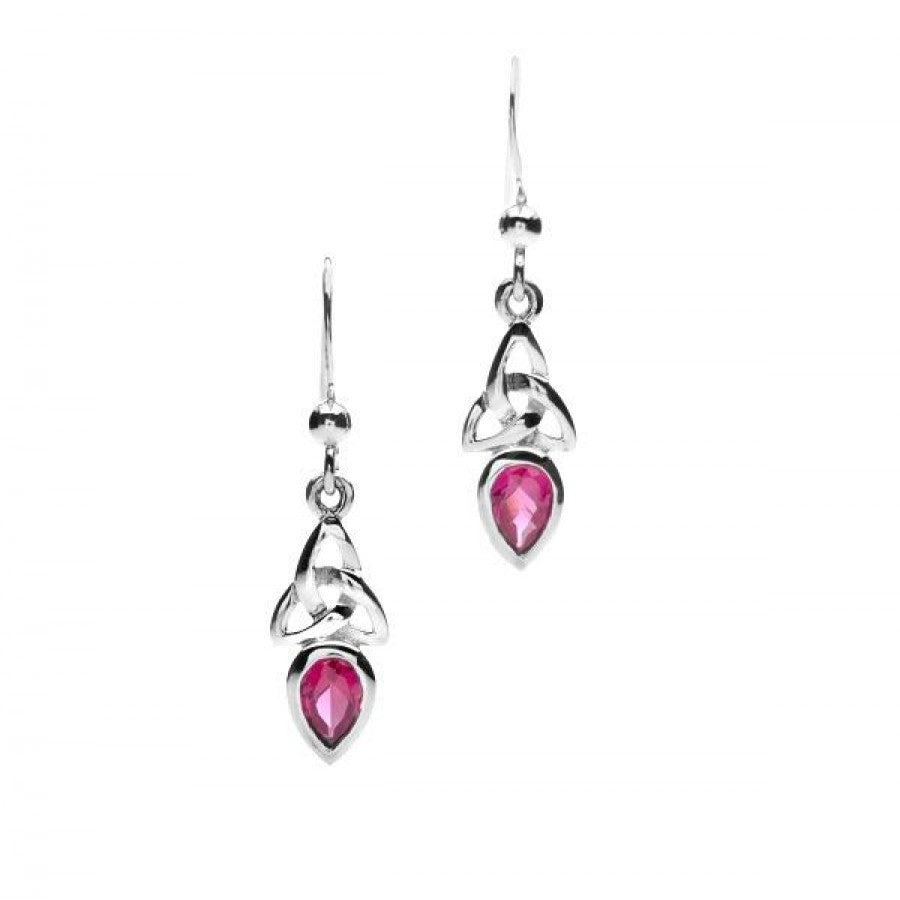 Ruby Sterling Silver Celtic Birthstone Earrings image 0