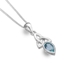 Aquamarine Sterling Silver Celtic Birthstone Necklace image 0