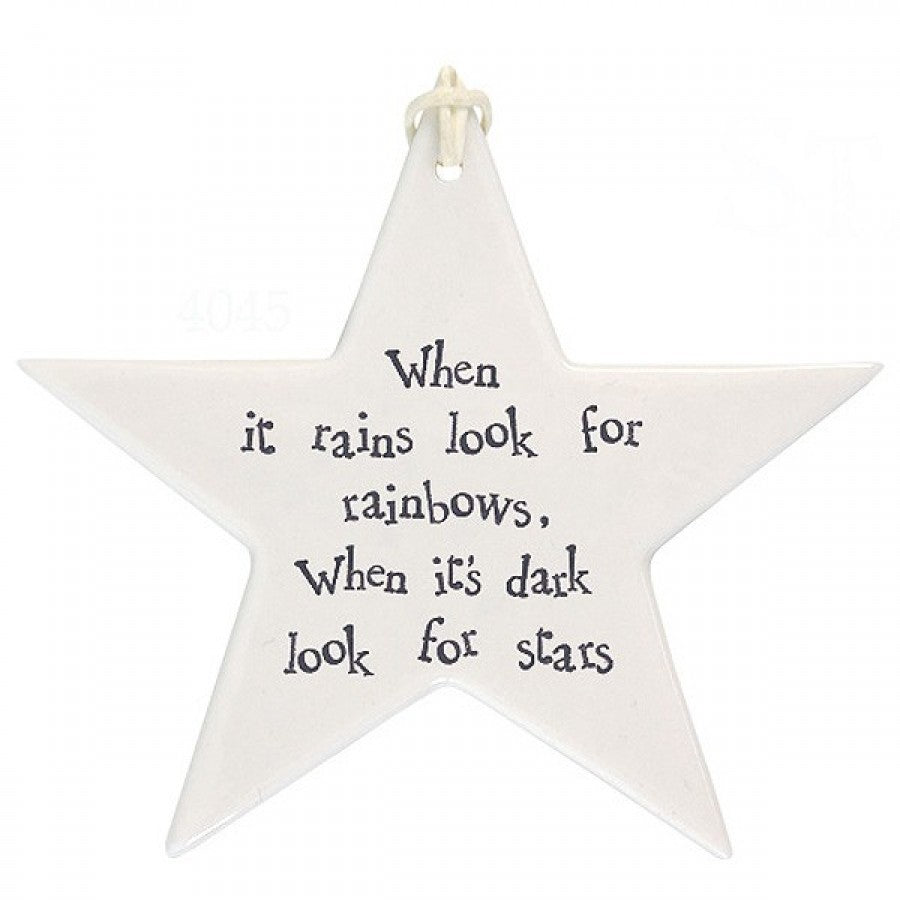 'When it Rains...' Porcelain Hanging Star image 0