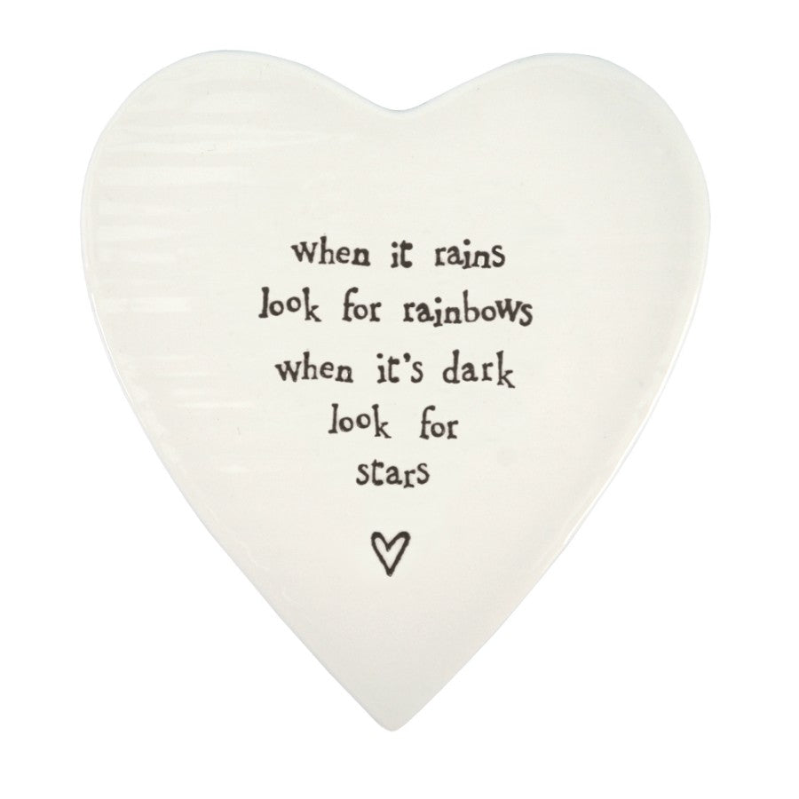 'When it Rains..' Porcelain Heart Coaster image 0