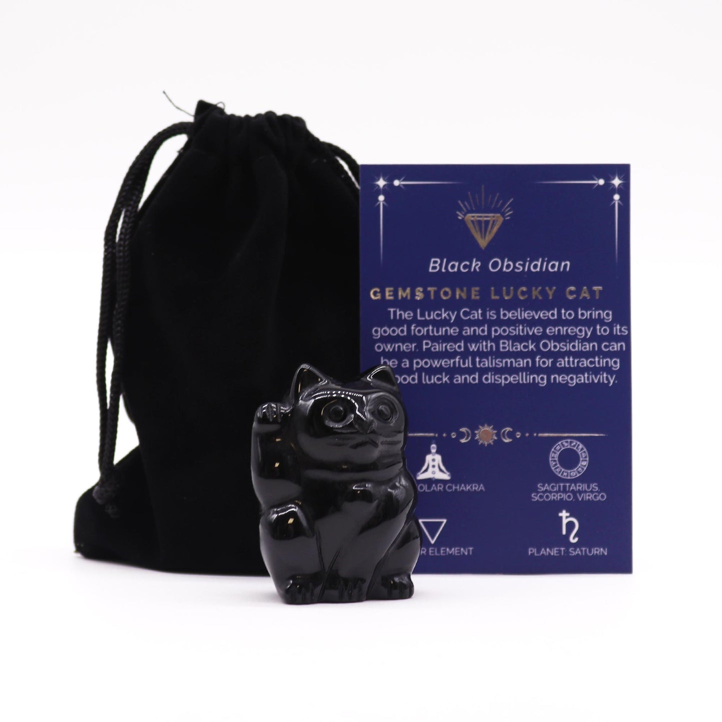 Black Obsidian Lucky Cat image 0